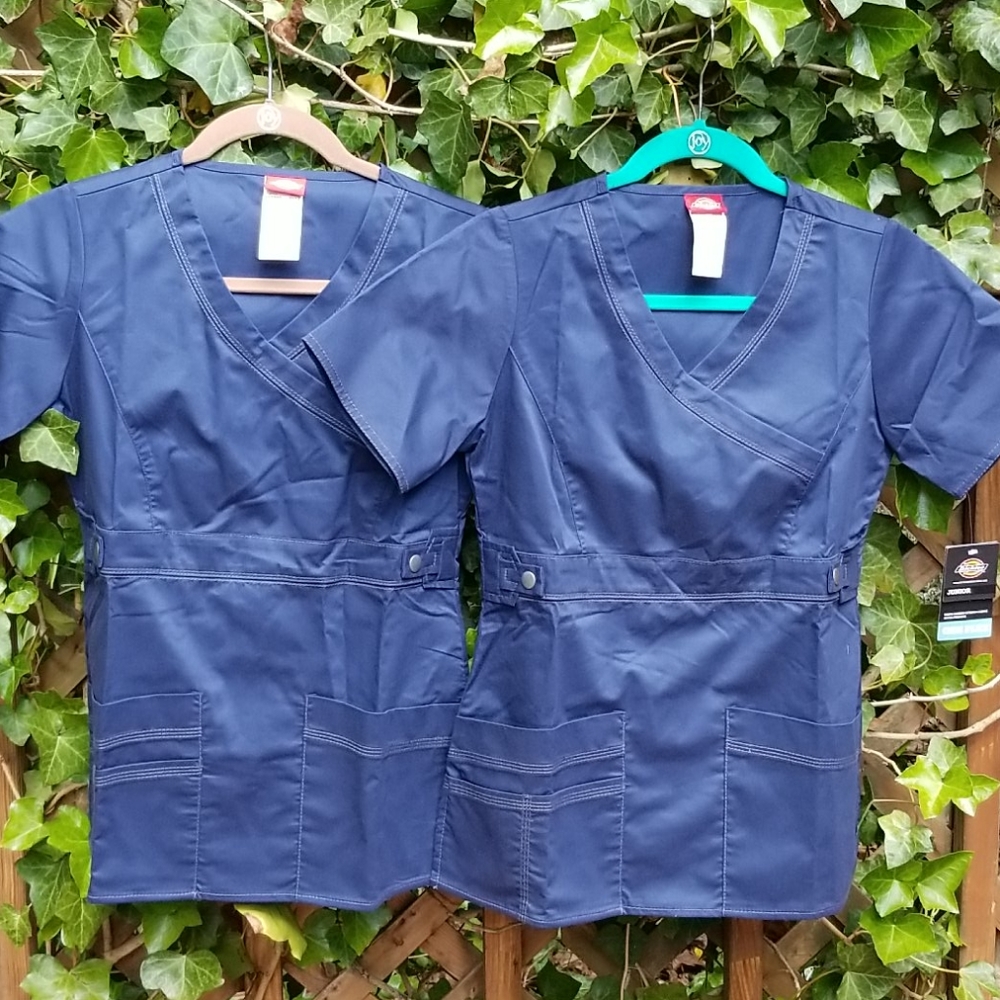 2 Scrub tops Dickies Gen Flex Jr fit V-Neck